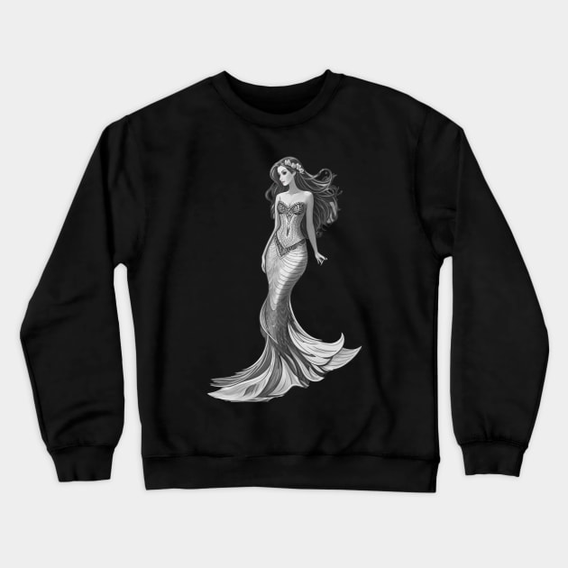 Beautiful Black and Elegant Mermaid inside a Phone case. Crewneck Sweatshirt by MGRCLimon